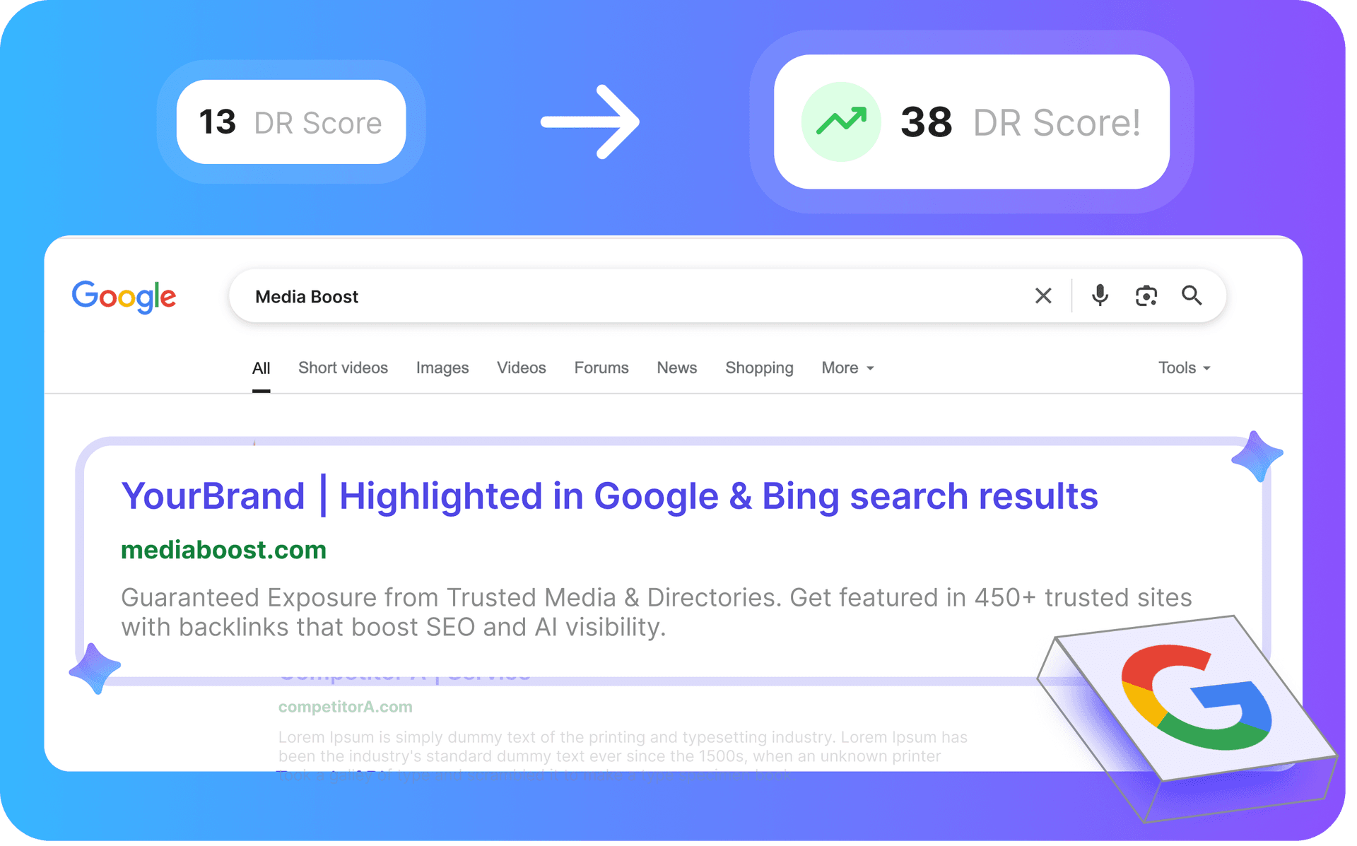 SEO backlinks ranking mockup